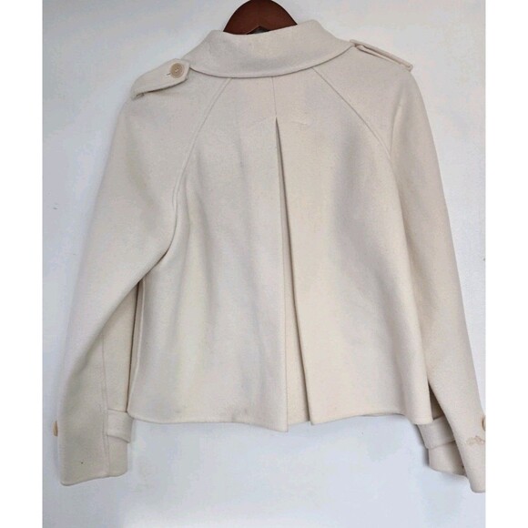 Talbots Coat Womens 10P Cropped White Wool Blend Peacoat Winter Old Money Classy - Picture 5 of 9